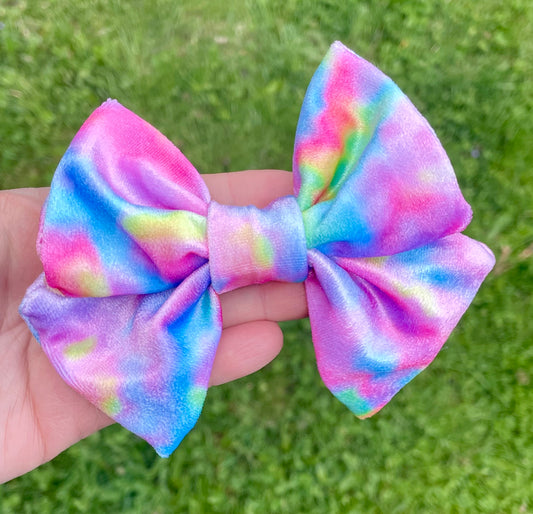 Cotton Candy Velvet 5in Hand Tied Bow