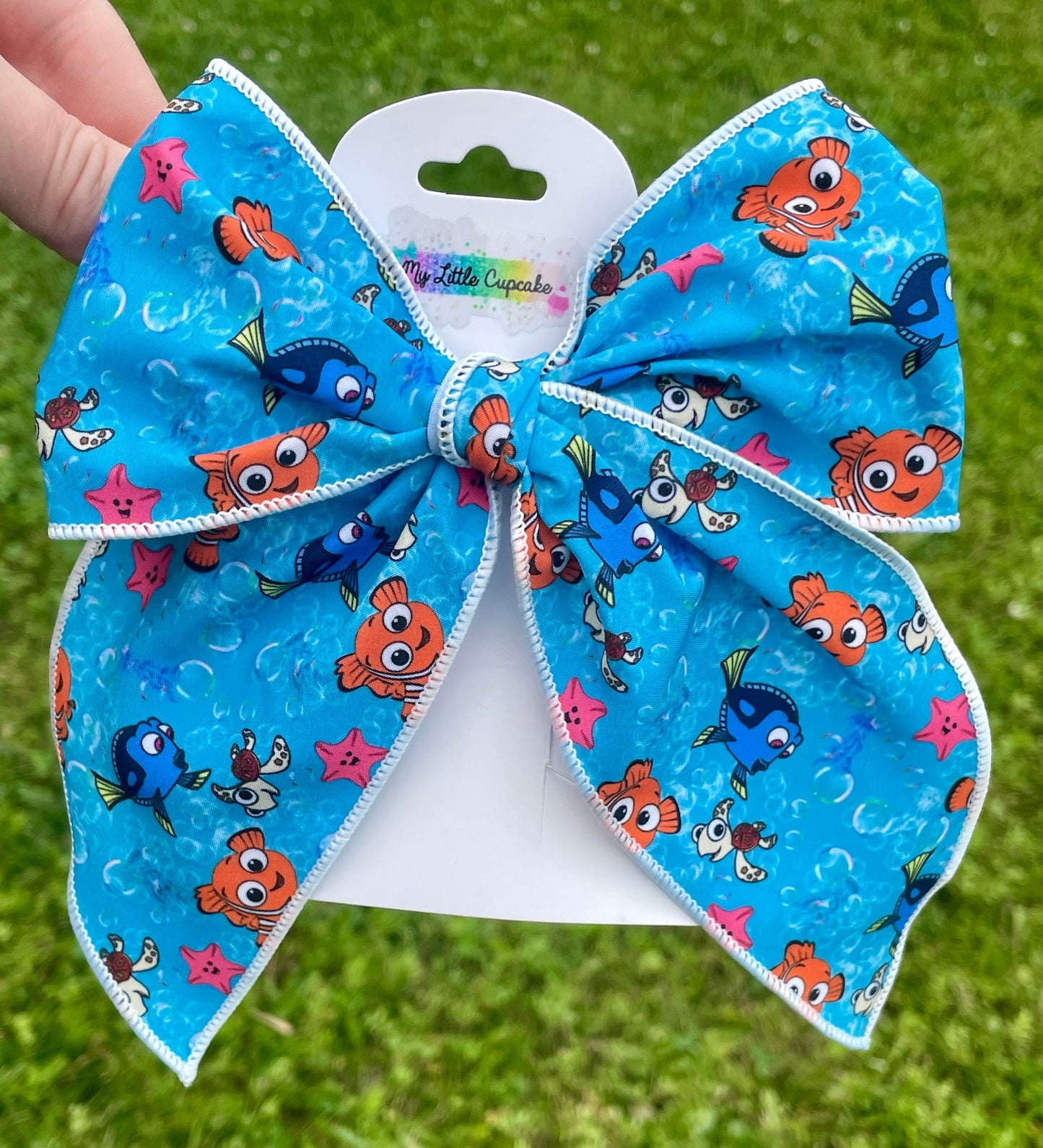 Baby Nemo 5-6in Serged Hand Tied Bow