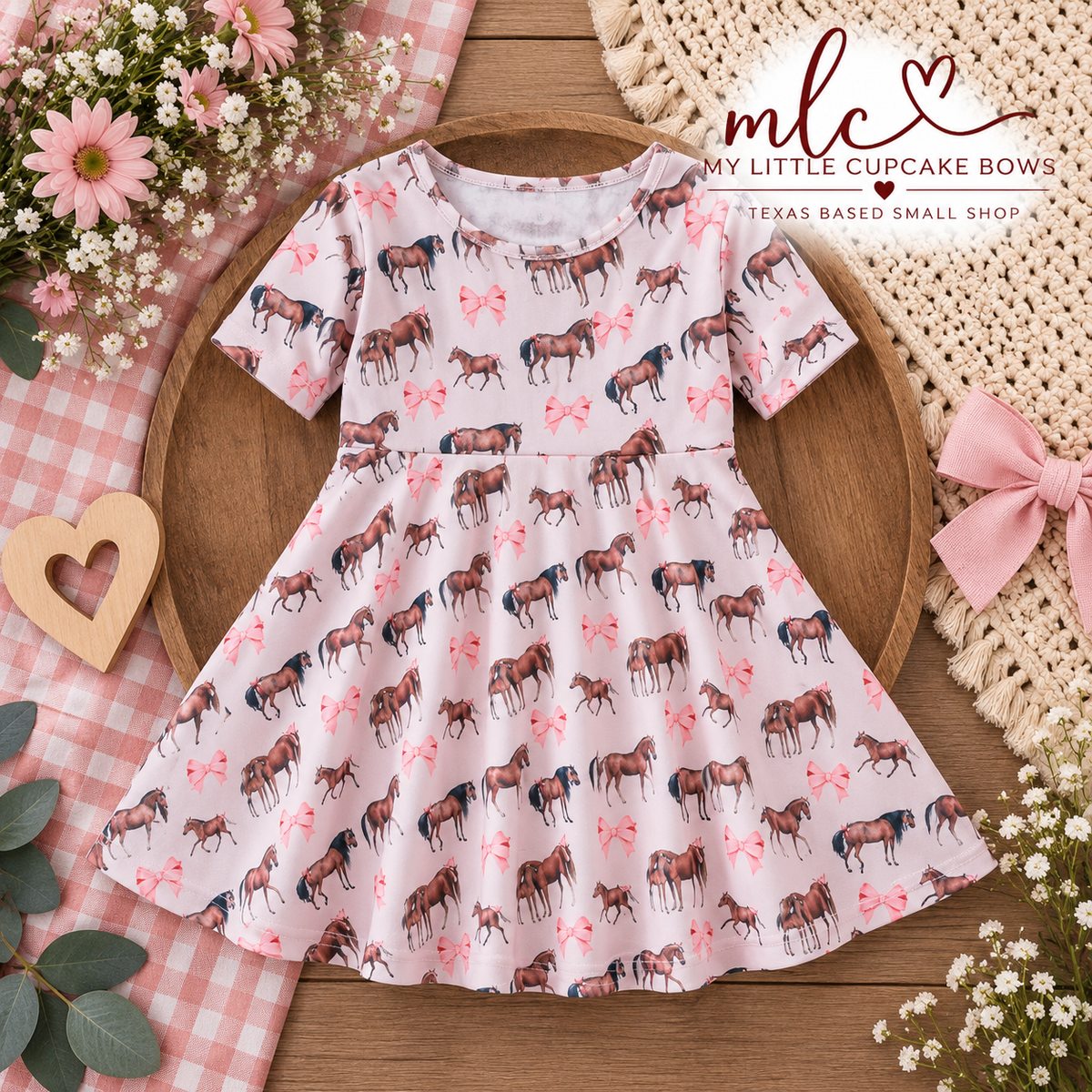 Bows & Horses Twirl Dress