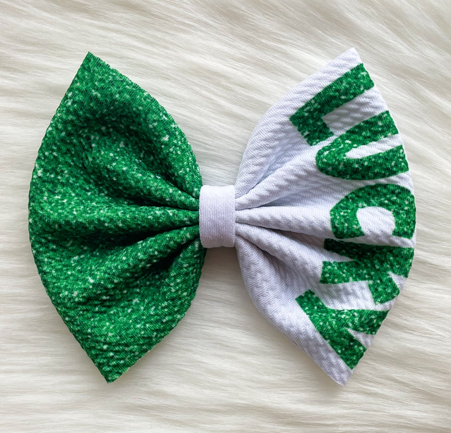 Lucky Glitter Two Tone Fabric Bow