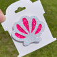 White & Hot Pink Seashell Clip