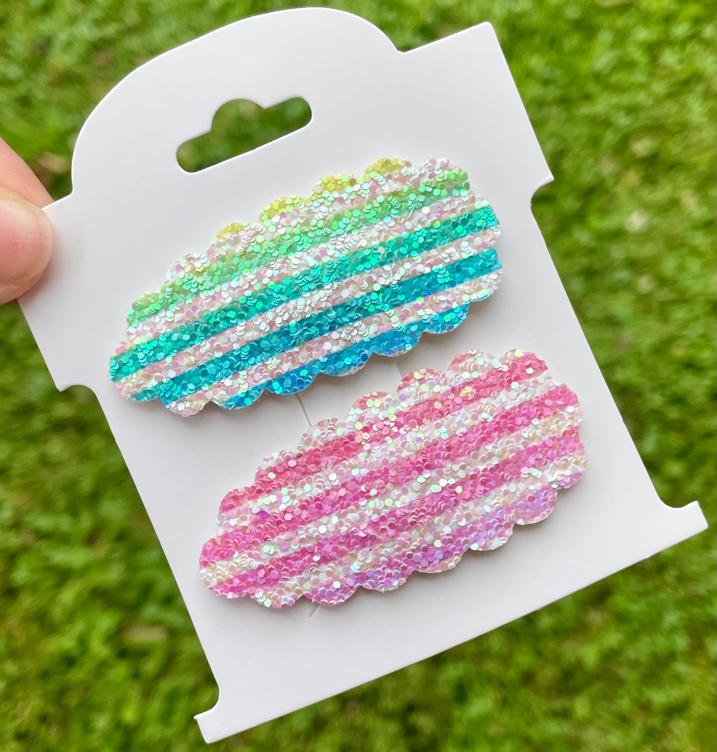 Stripes Glitter Snap Clip