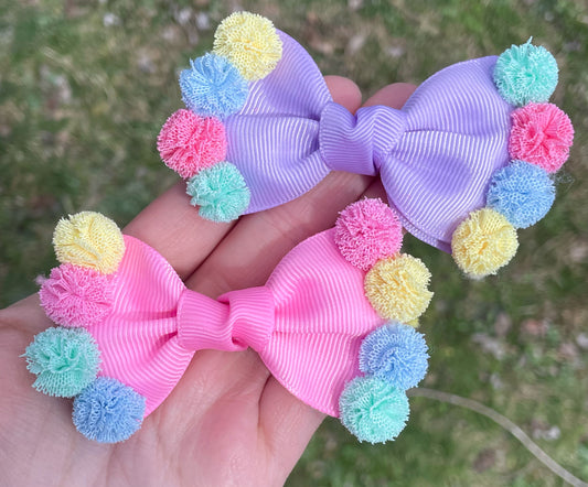 Pom Pom Ribbon Bow