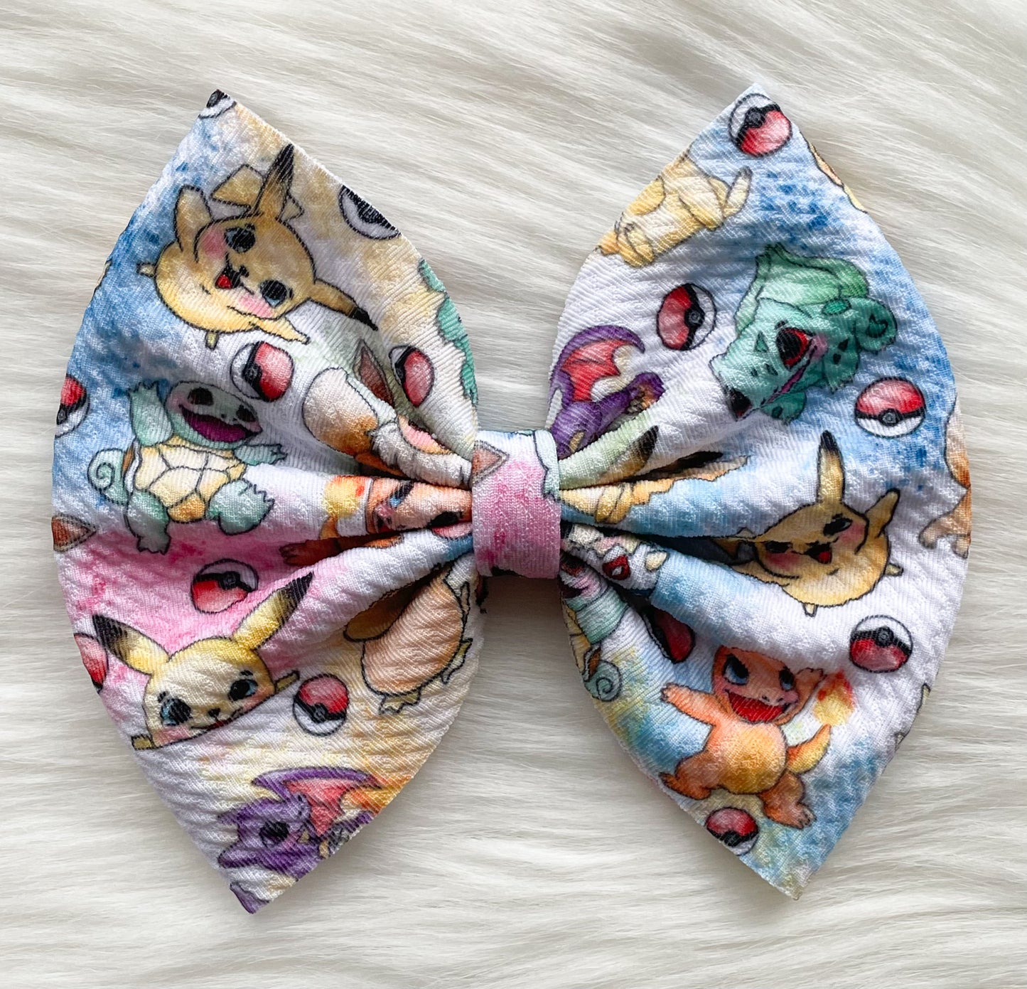 Pokemon Watercolor Fabric Bow