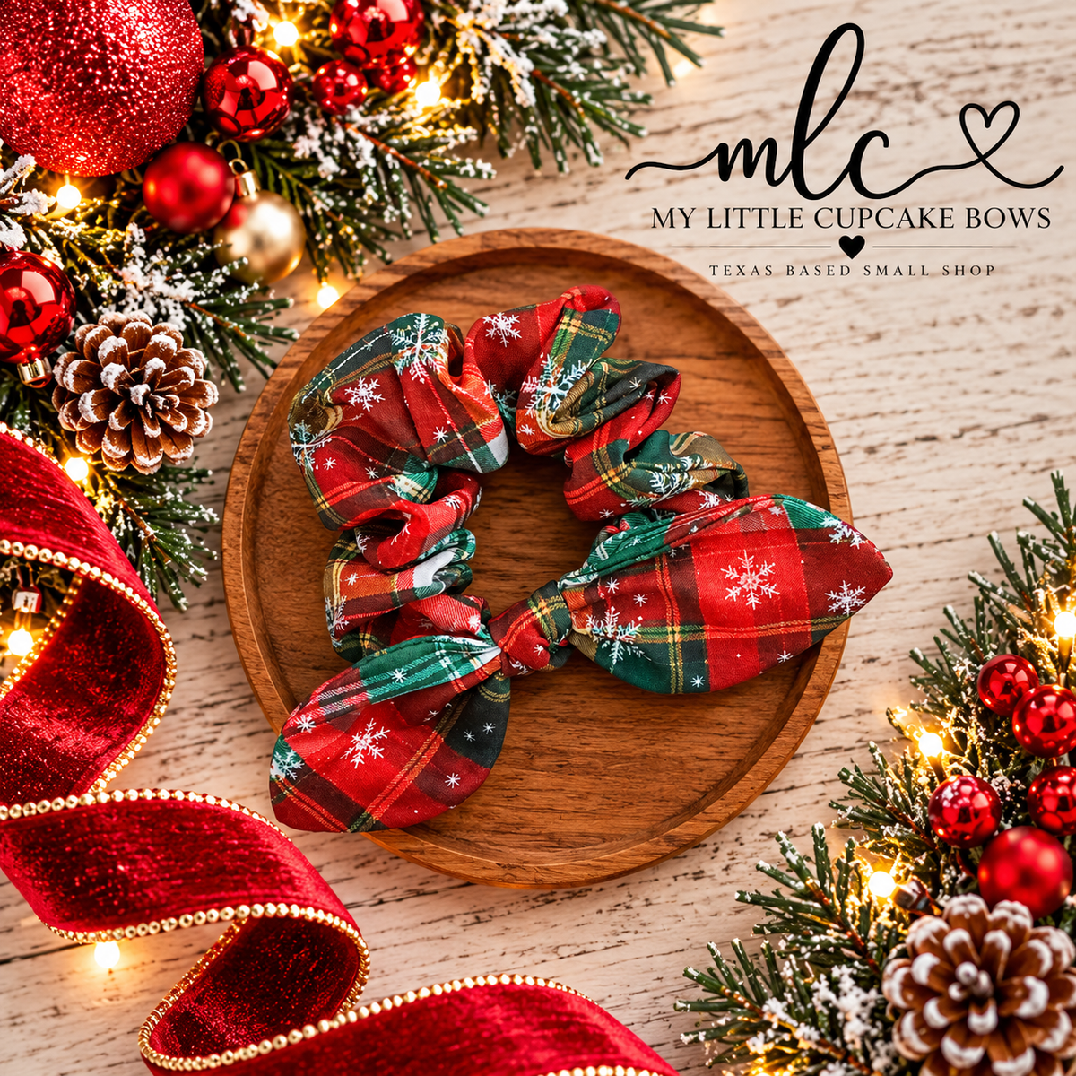 Snowflake Plaid Scrunchie
