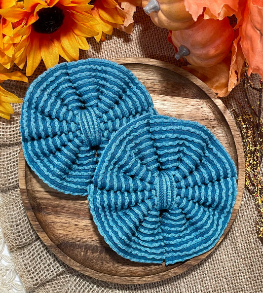 Teal Waved Ribbed Fabric