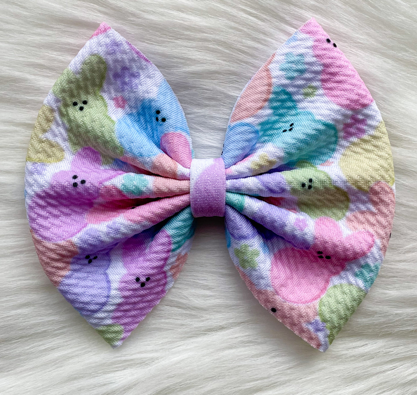 Pastel Rainbow Peeps Fabric Bow