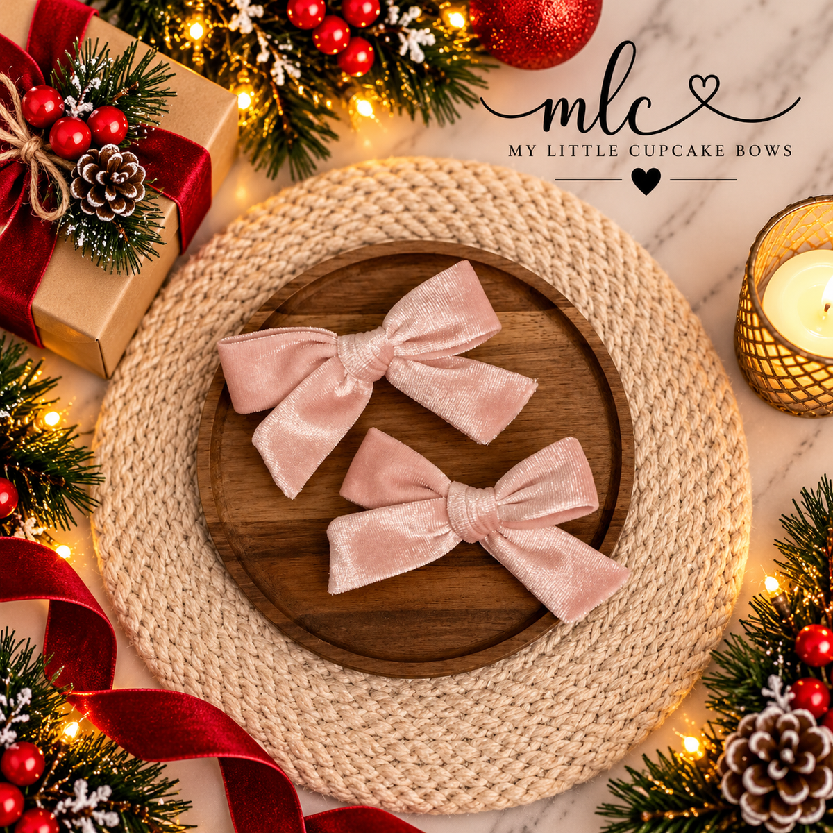 Velvet Sweethearts – Hand-Tied Hair Bows