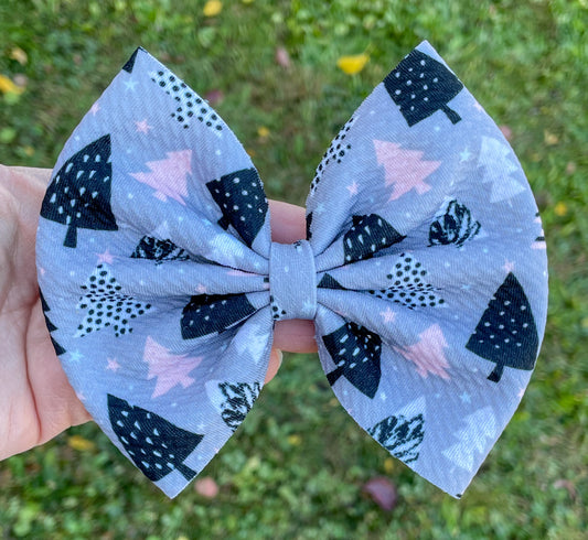 Winter Trees Fabric Bow