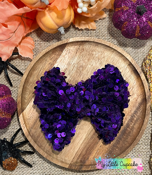 Purple Sequin 5in Hand Tied