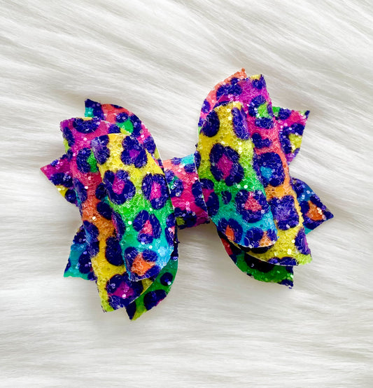 Bright Ombre Leopard 3.5in Jasmine Bow