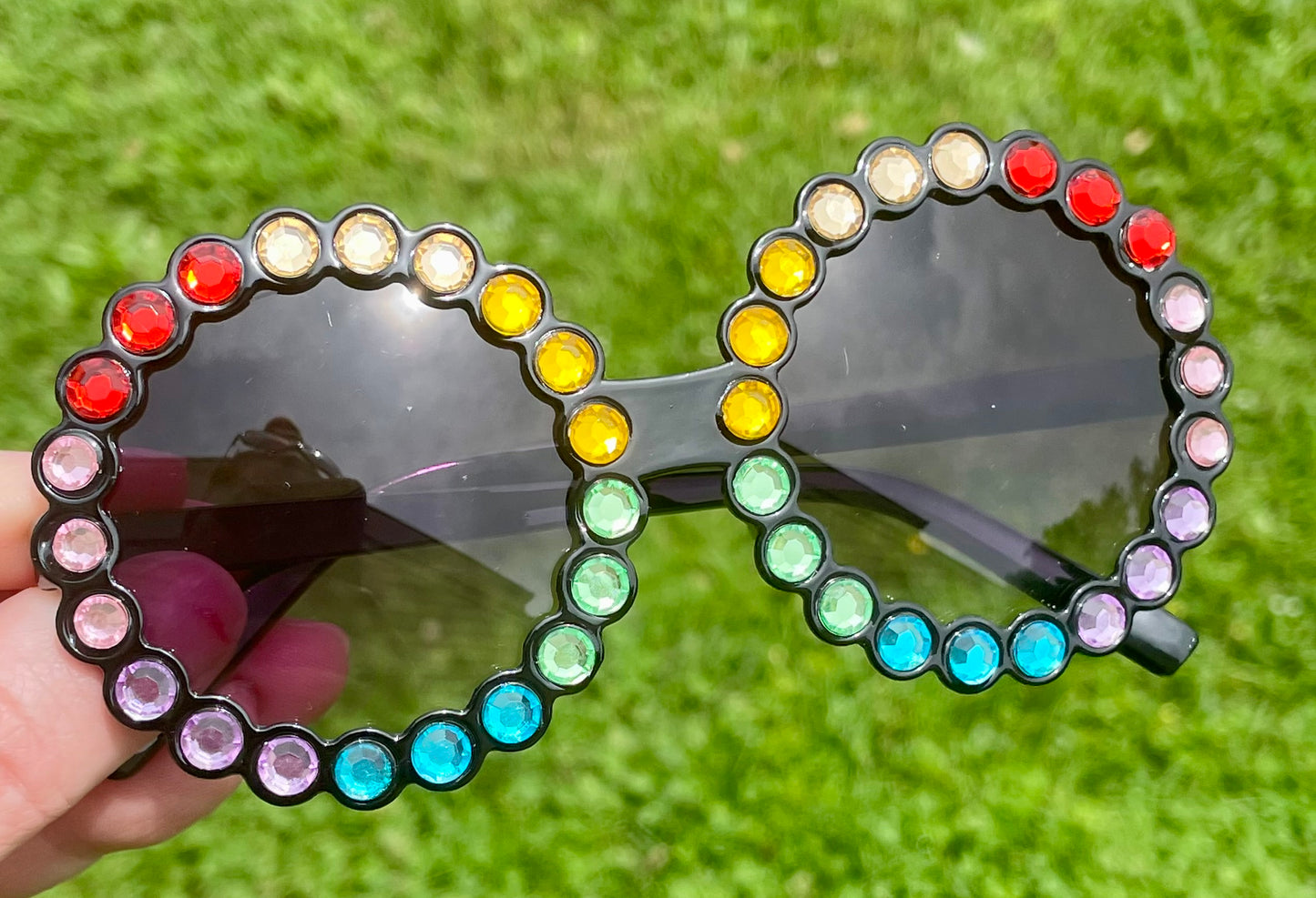 Black with Rainbow Gems Sunnies