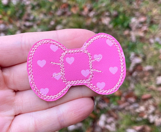 Hot Pink Heart Feltie Snap Clip