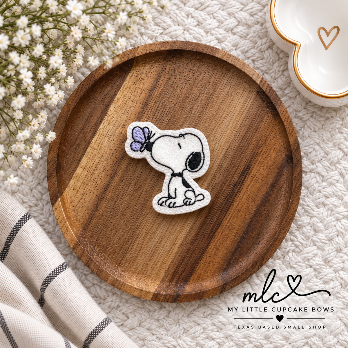 Snoopy with Butterfly Feltie Clip