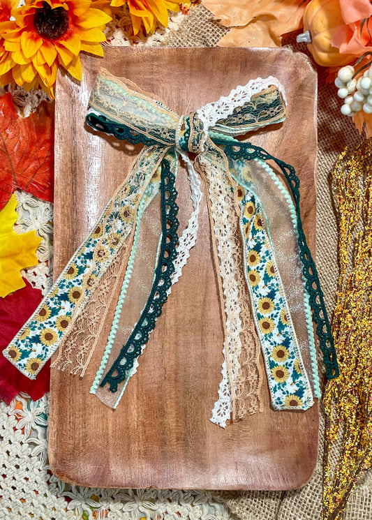 Sunflowers & Lace Ribbon Funky Bow