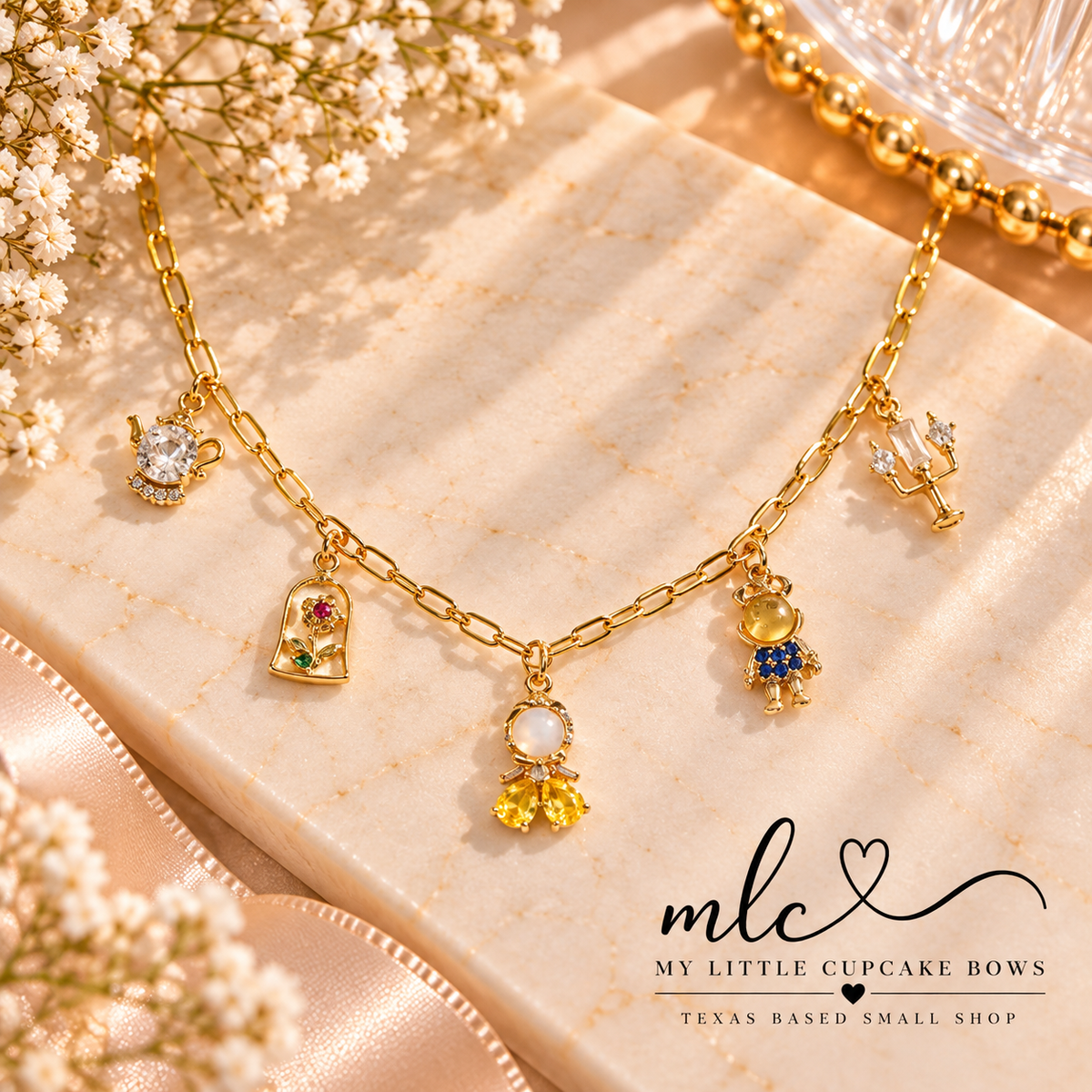 Belle & Friends Charm Necklace & Bracelet