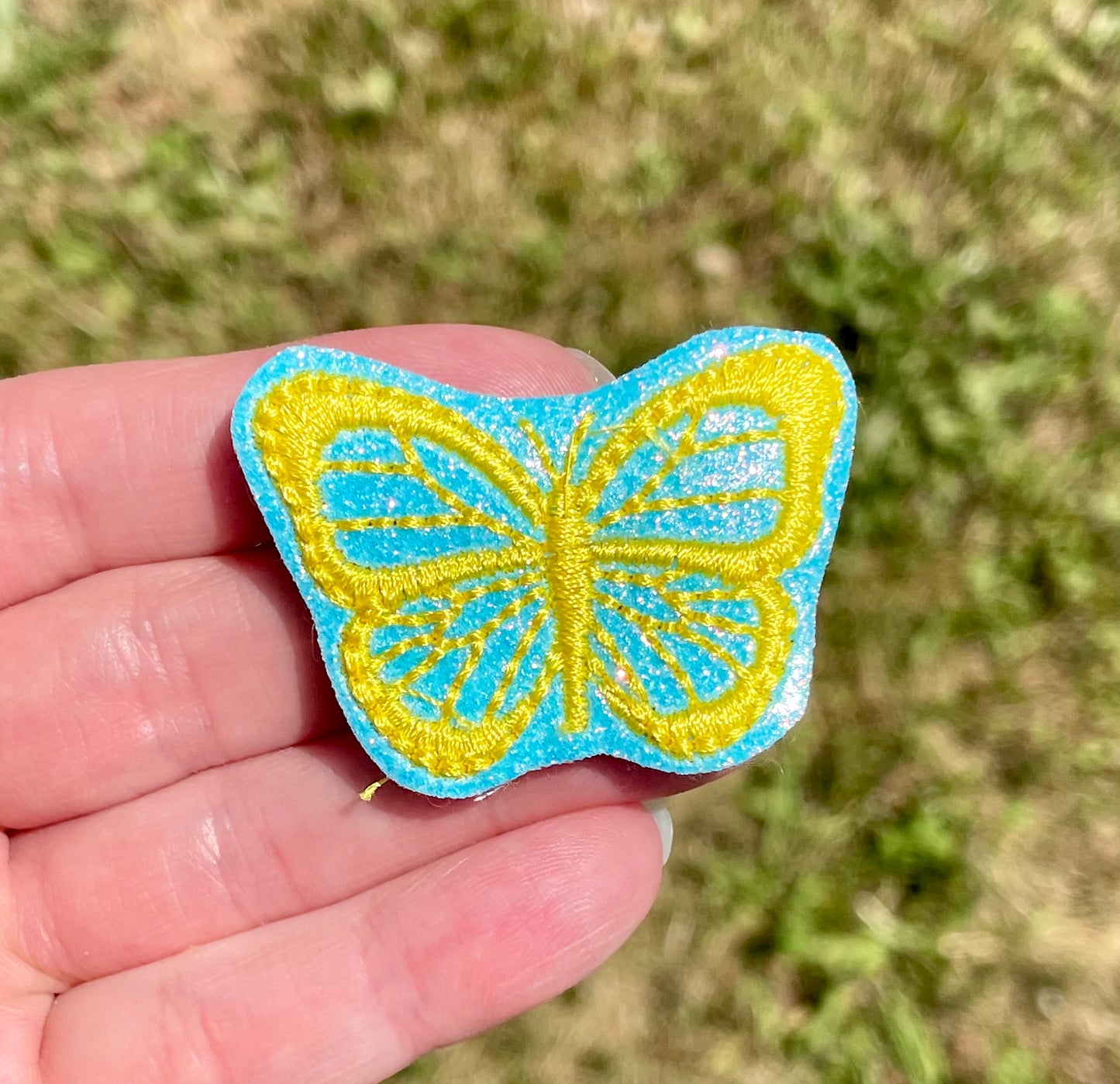 Aqua & Yellow Butterfly Feltie Clip