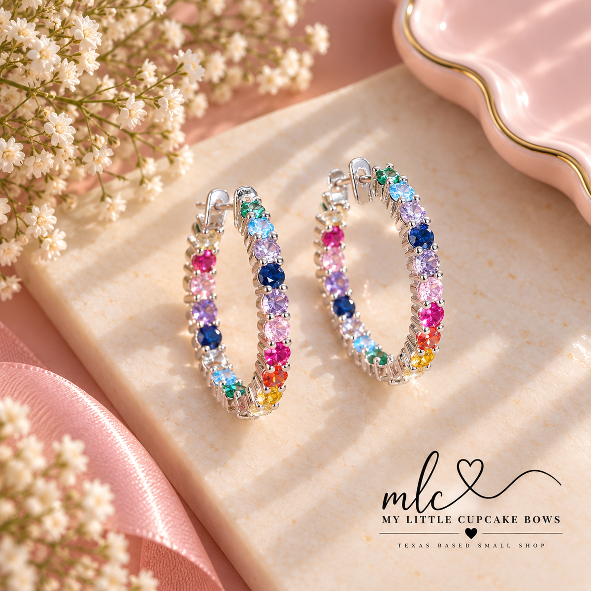 Rainbow Statement Hoop Earrings