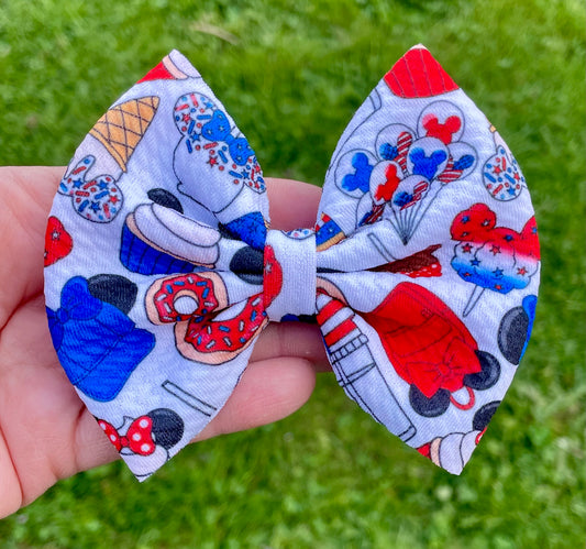 Patriotic Mouse Treats Fabric Bow