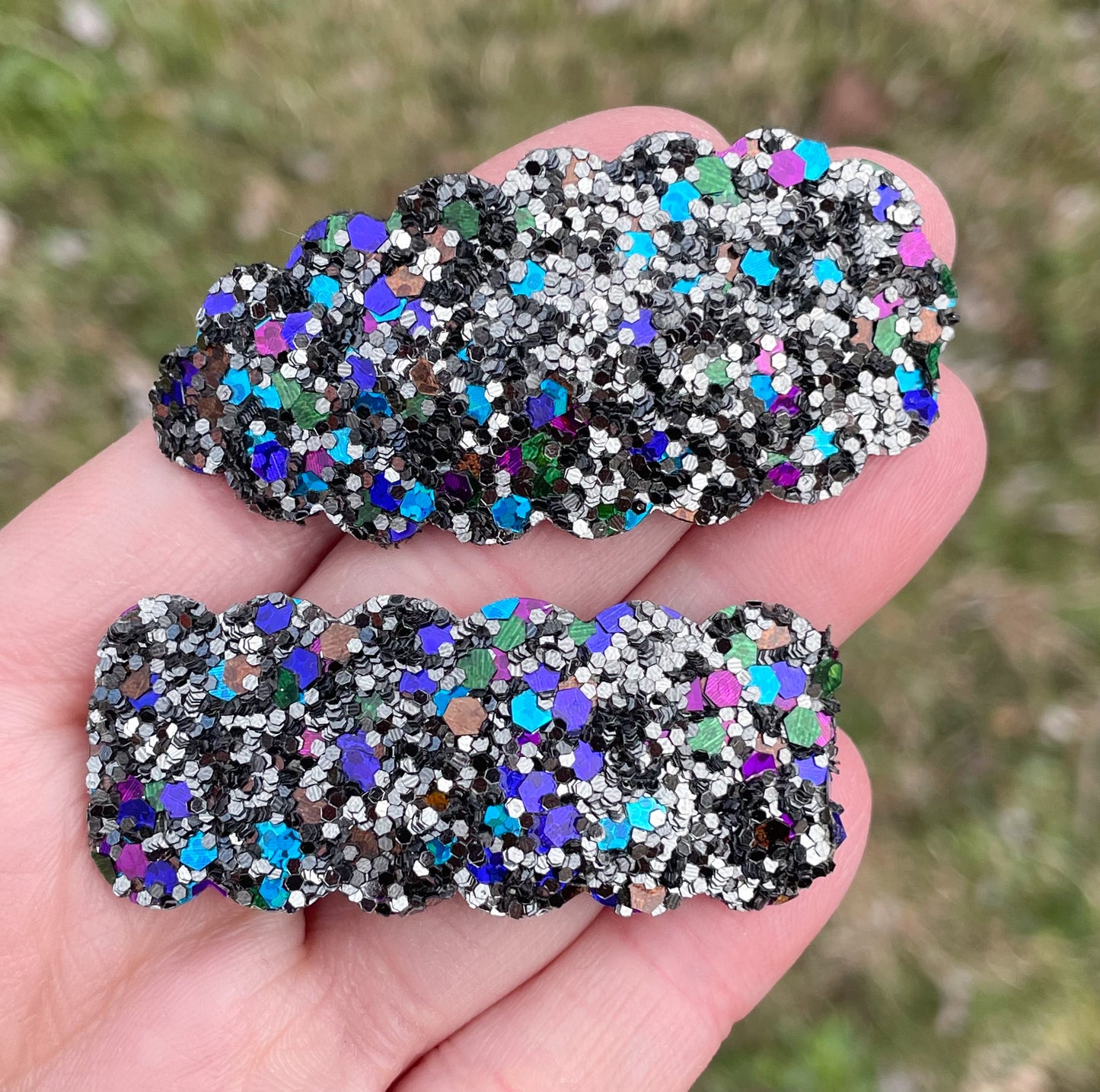 Midnight Rain Glitter Snap Clips