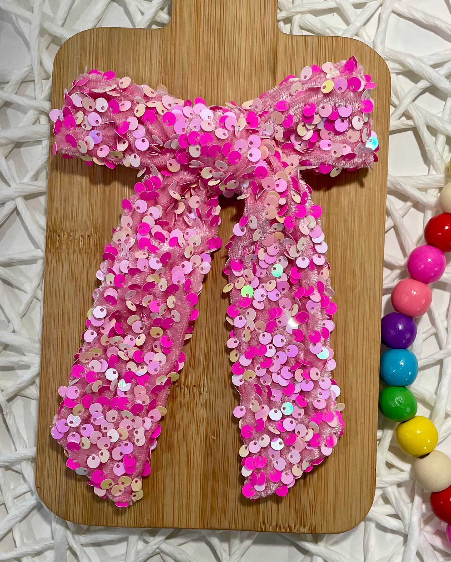 Neon Pink Sequin Velvet Long Tail