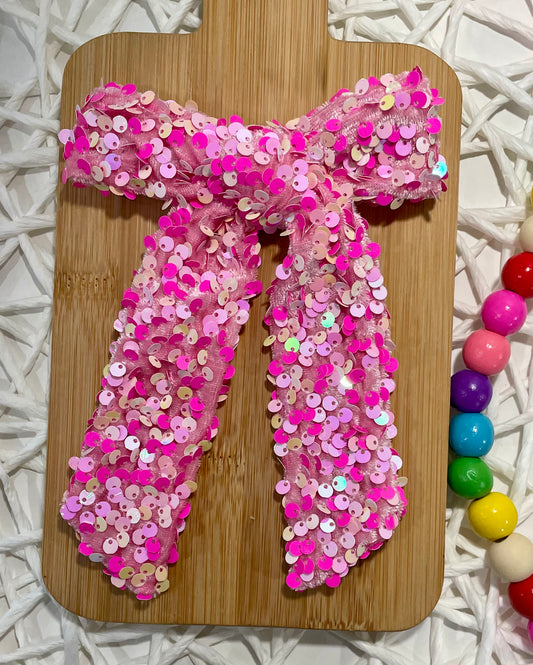 Neon Pink Sequin Velvet Long Tail