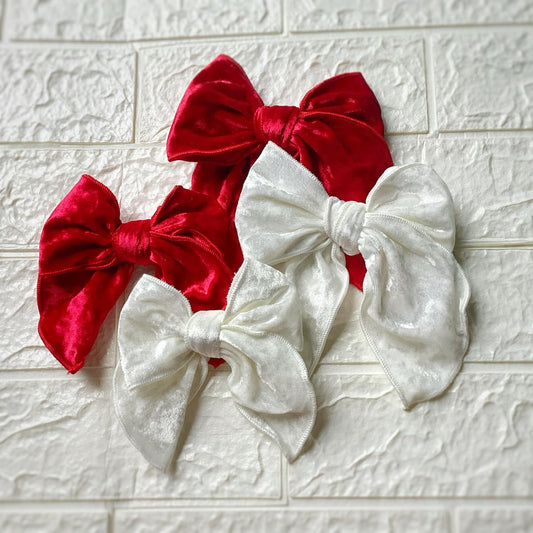 Holiday Crushed Velvet Serged Bows