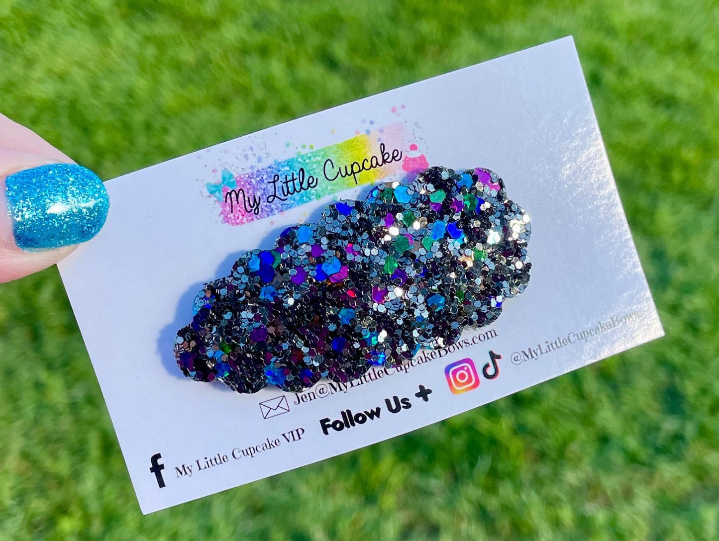 Midnight Rain Glitter Snap Clips