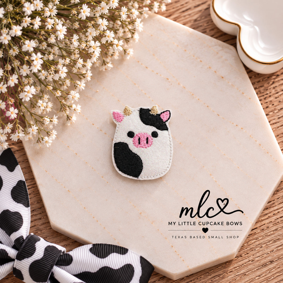 Cow Squishie Feltie Clip