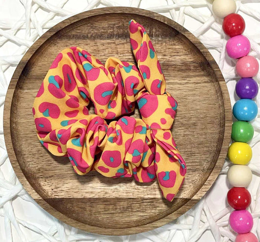 Pink & Orange Cheetah Scrunchie