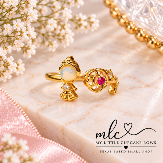 Belle Enchanted Rose Adjustable Ring