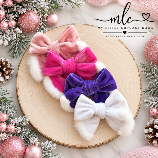 Pinkmas Santa Velvet Hand Tied Bows