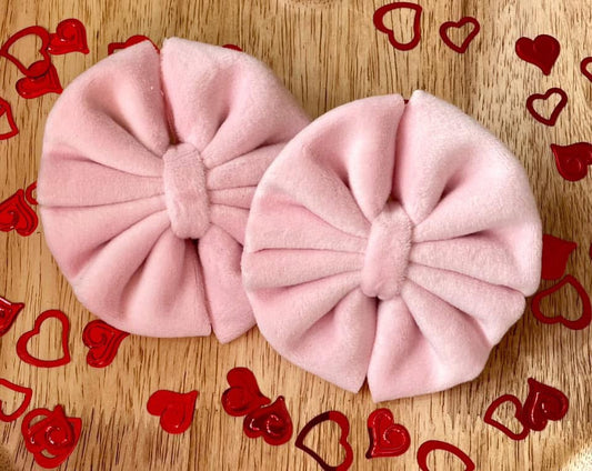 Light Pink Plushy Velvet Fabric Bow