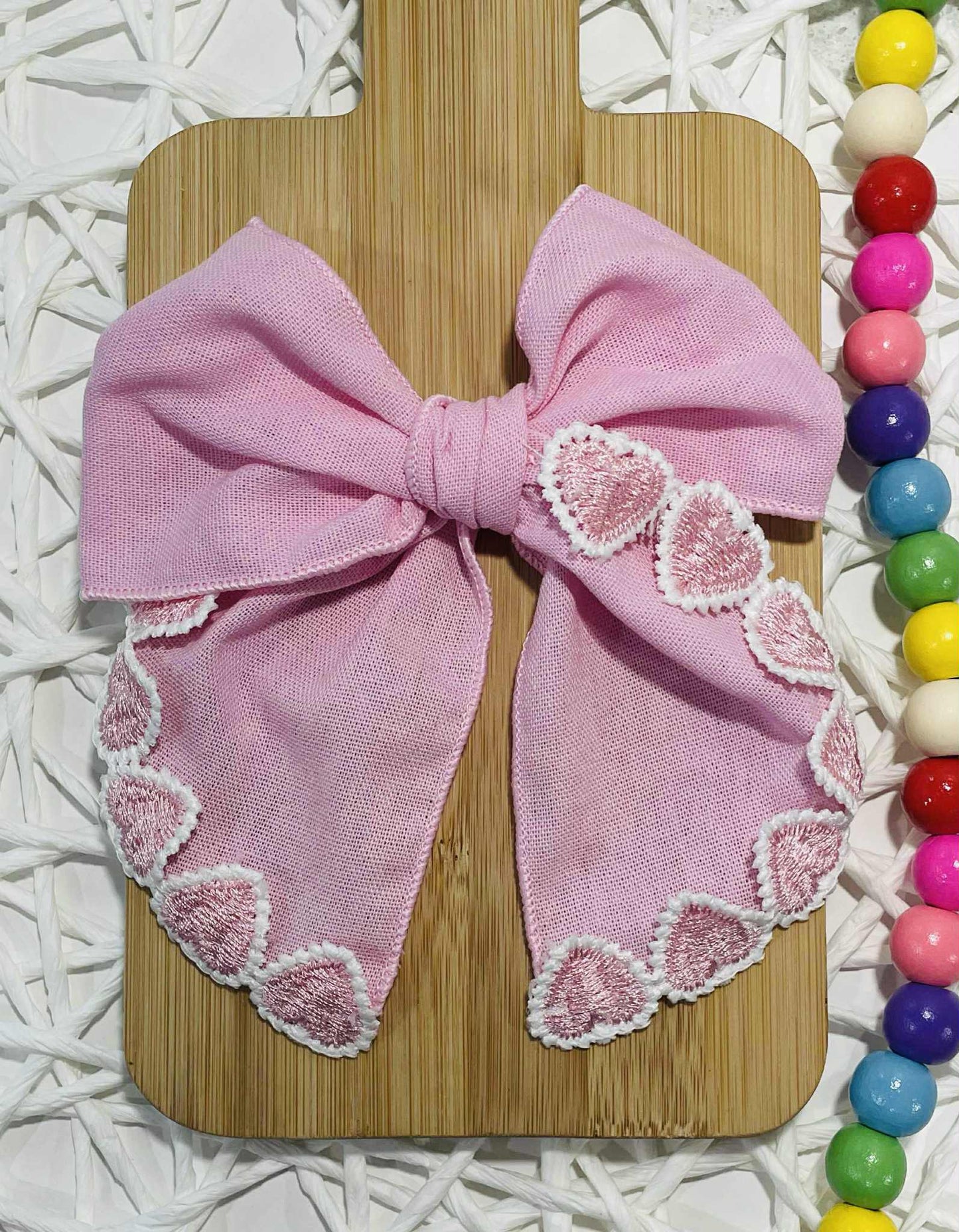 Pink Hearts Edge 5.5in Serged