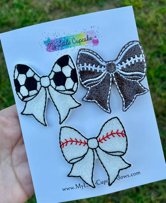 Sports Bows Feltie Clips