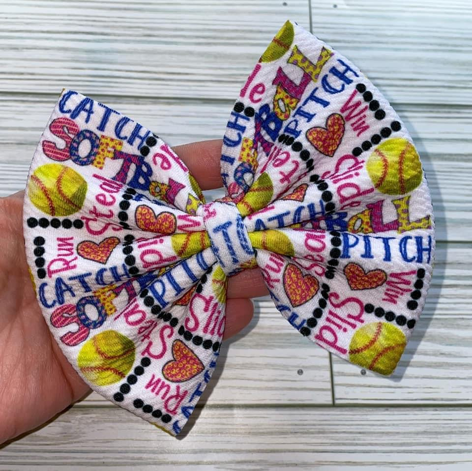 Play Softball Fabric Bow