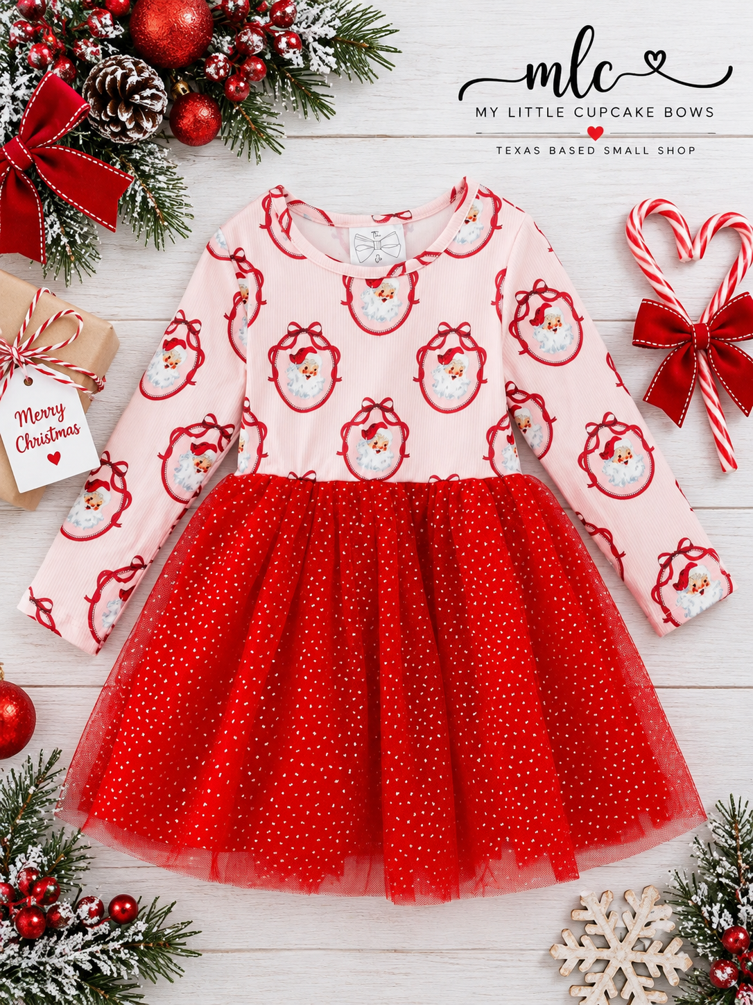 Vintage Santa Christmas Tutu Dress