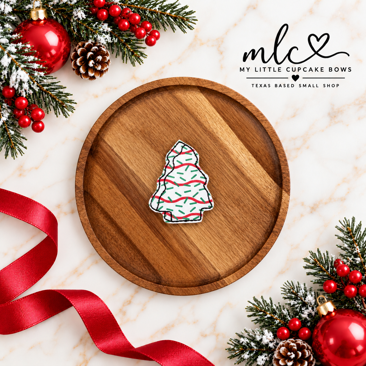 Christmas Tree Cake Feltie Clip