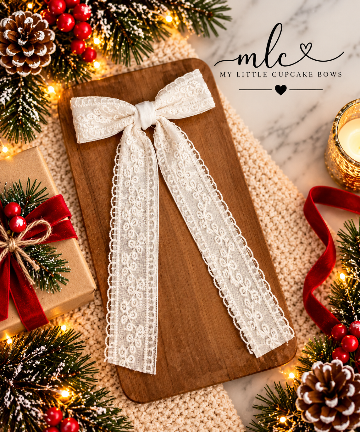 White Lace & Satin Ribbon Dainty Long Tail