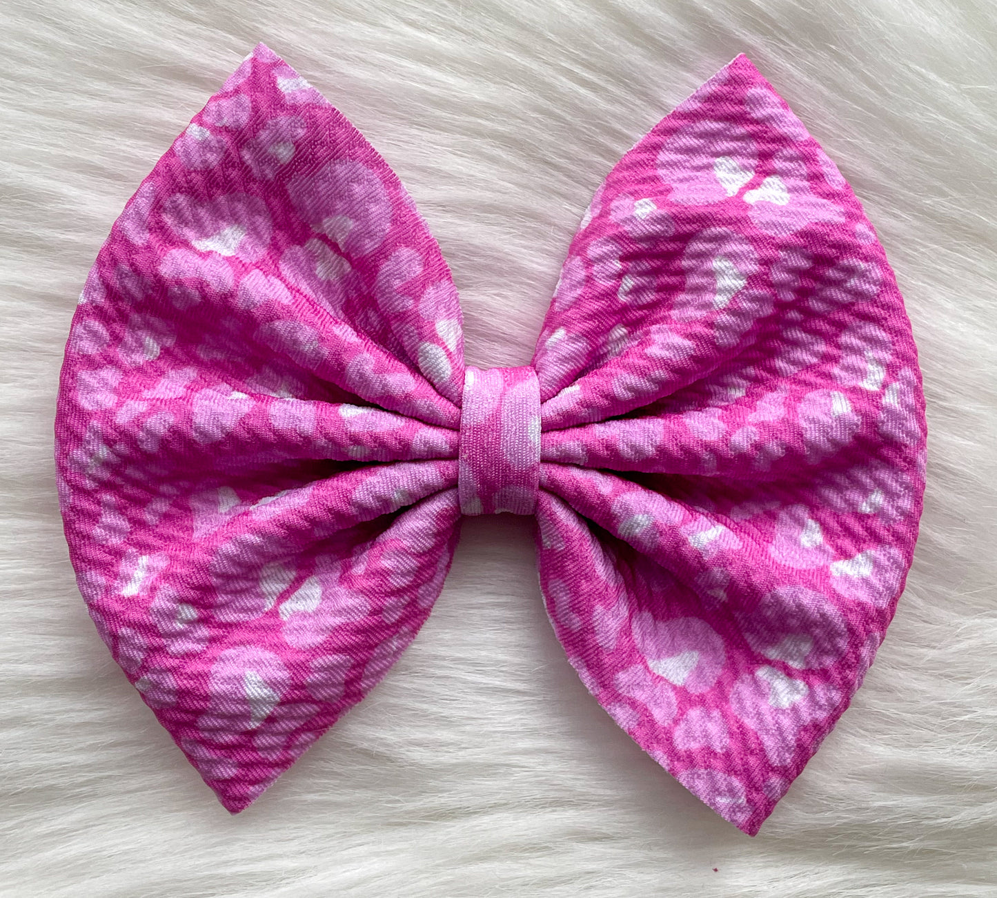 Hot Pink Leopard Fabric Bow