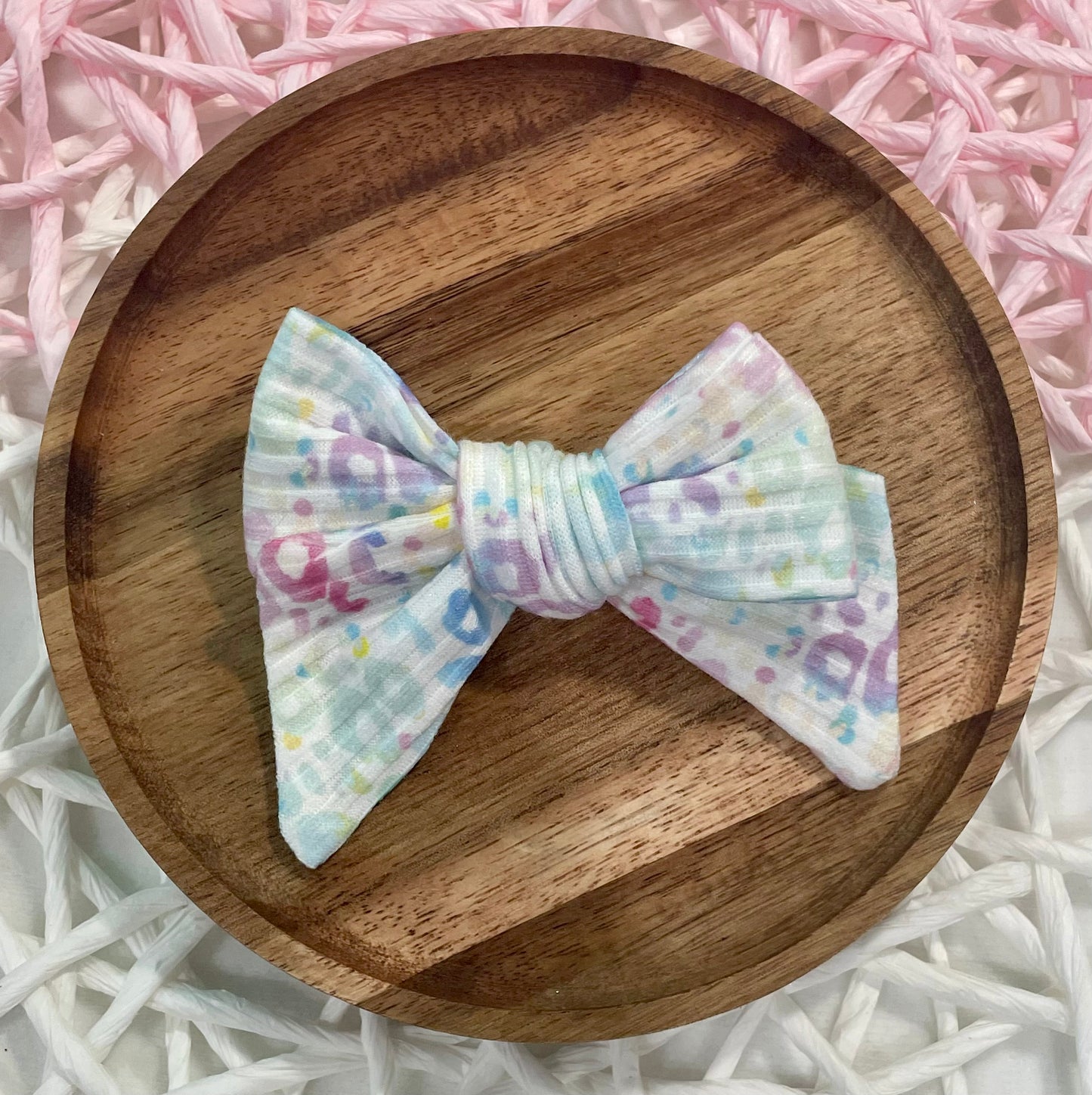 Pastel Leopard Ribbed Chunky Tied