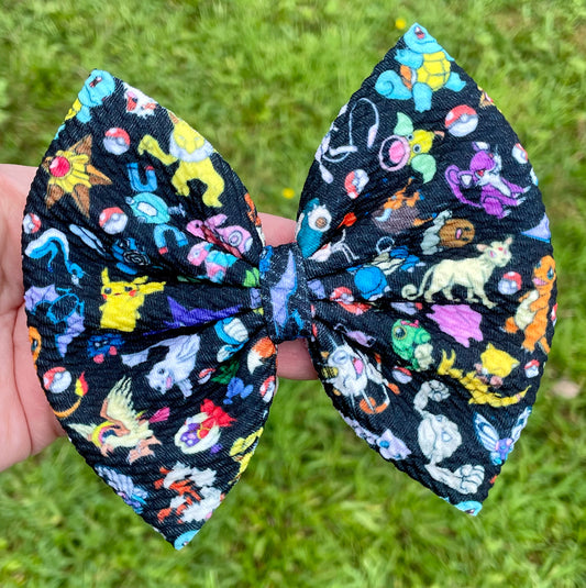 Poke Black Background Fabric Bow