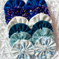 Light Blue Floral Fabric Bow