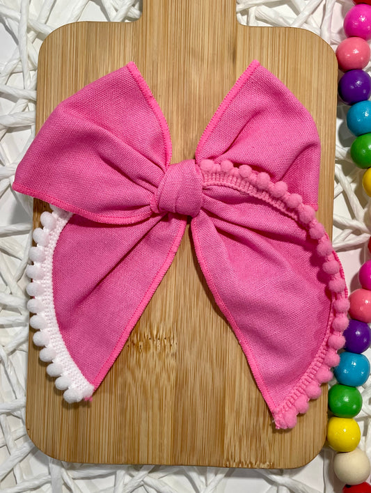 Pink & White Pom 5.5in Serged