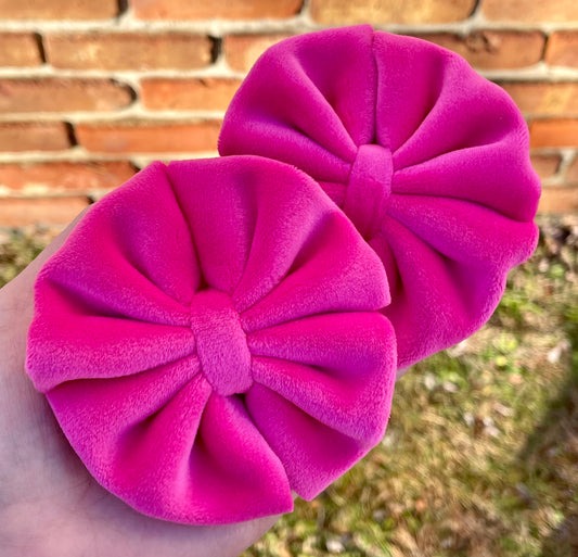 Hot Pink Plushy Velvet Fabric Bow