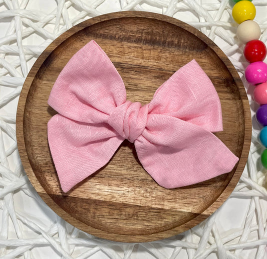 Baby Pink Linen 5in Hand Tied