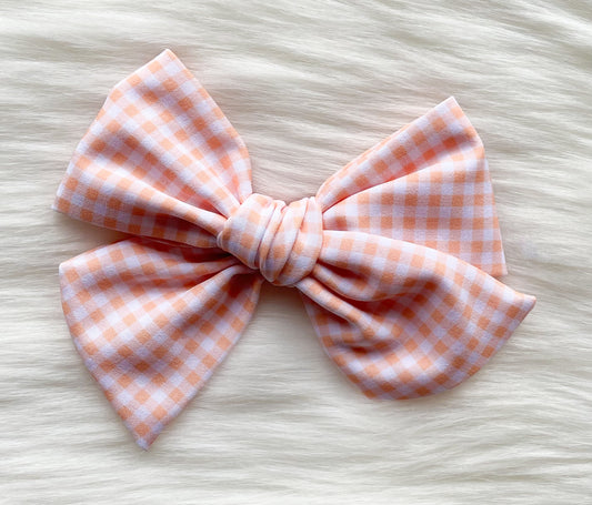 Orange Gingham 5in Hand Tied Bow