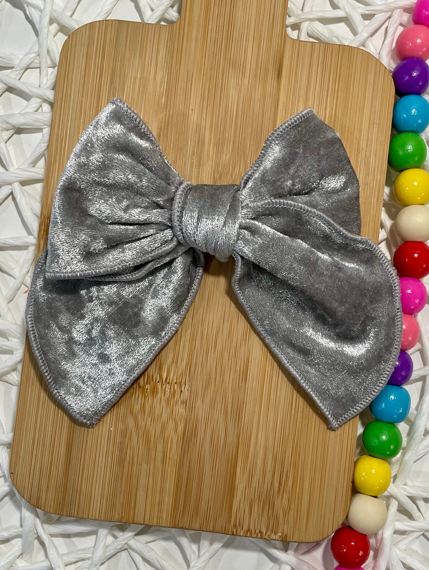 Silver Crushed Velvet 4.5in Serged
