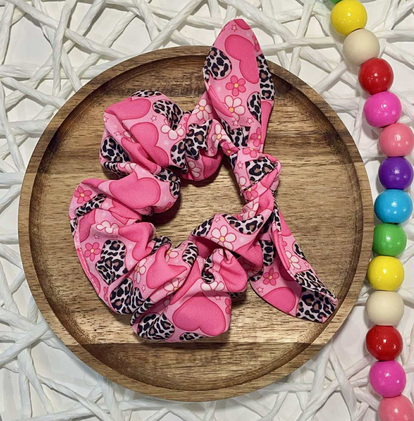 Leopard Hearts Scrunchie