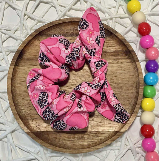 Leopard Hearts Scrunchie